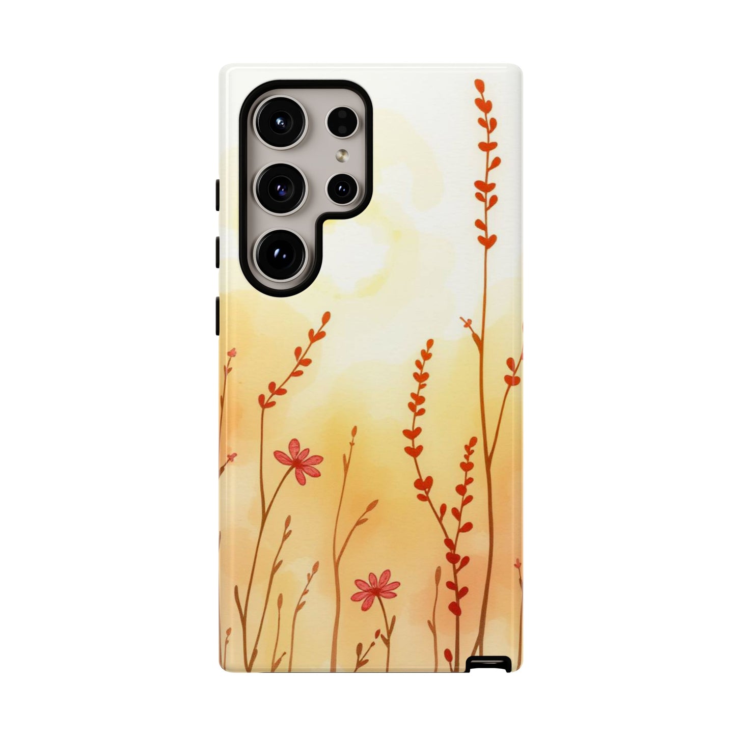Samsung Galaxy S24 Ultra / Glossy Phone Case - Boho Chic Watercolour Wildflower Dusk Pattern Phone Case
