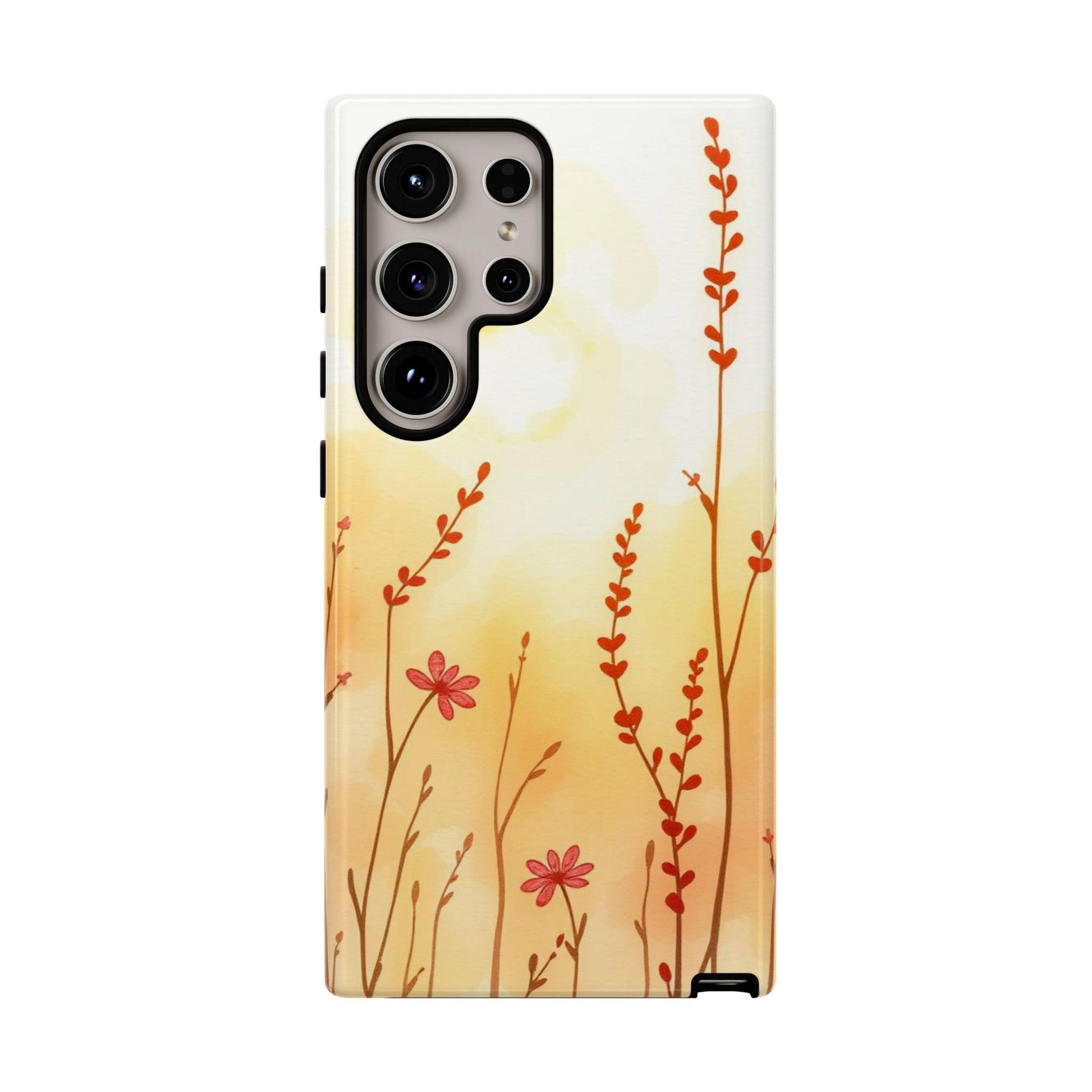 Samsung Galaxy S24 Ultra / Glossy Phone Case - Boho Chic Watercolour Wildflower Dusk Pattern Phone Case