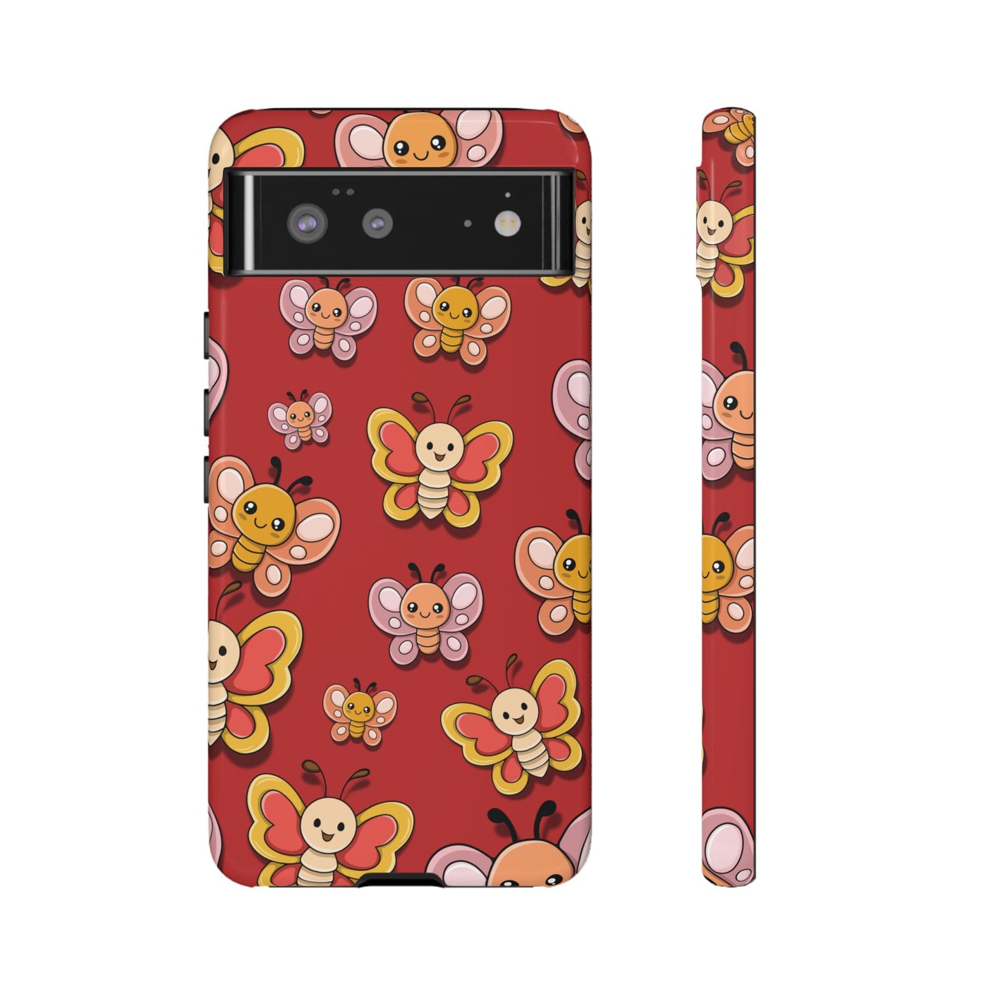 Google Pixel 6 / Glossy Phone Case - Red Butterfly Sticker Design Phone Case