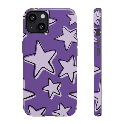 Violet Purple Doodle Star Phone Case