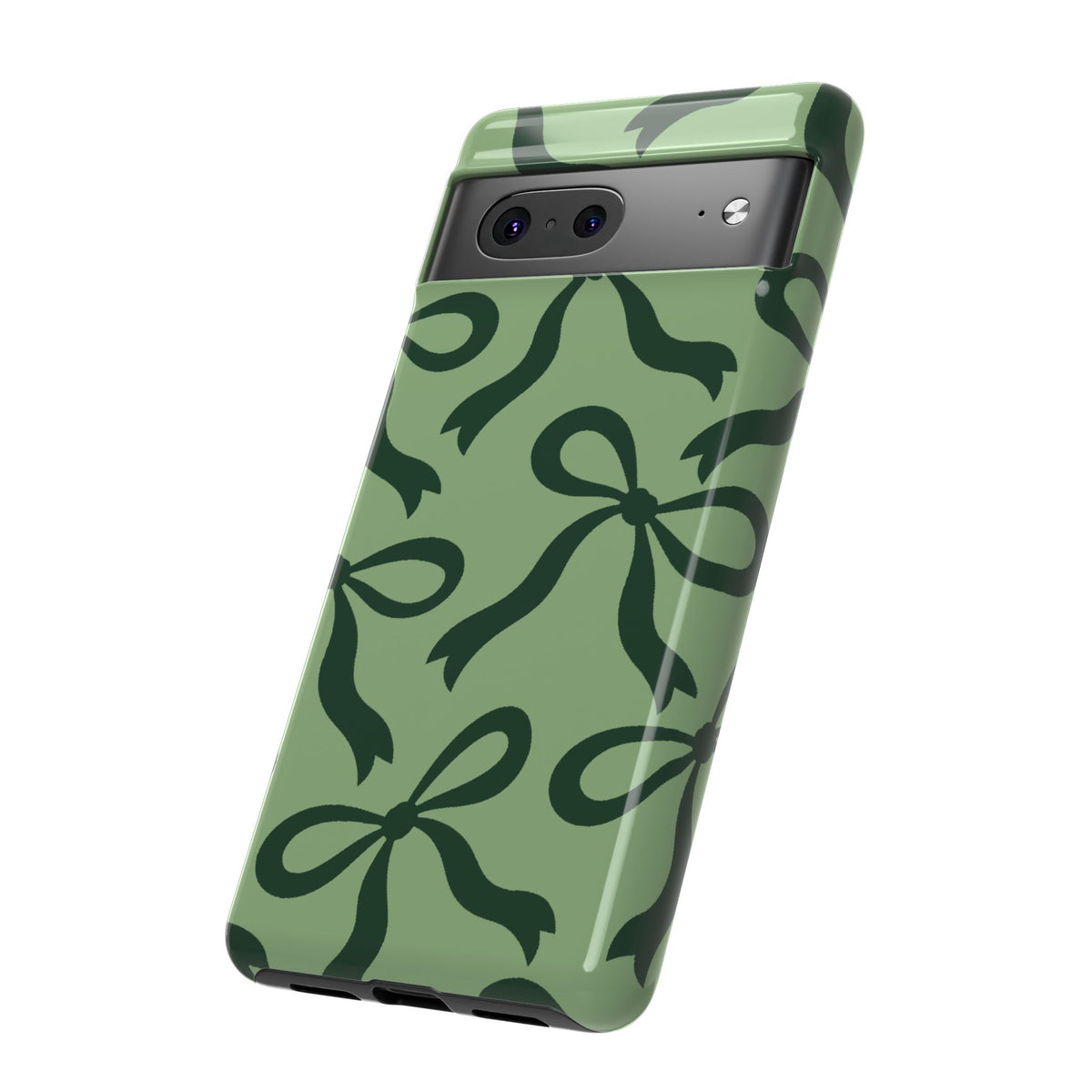 Bold Sage Green and Forest Green Bow Pattern Phone Case - Green Phone Case