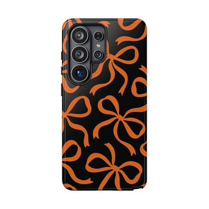 Bold Black and Burnt Orange Bow Pattern Phone Case