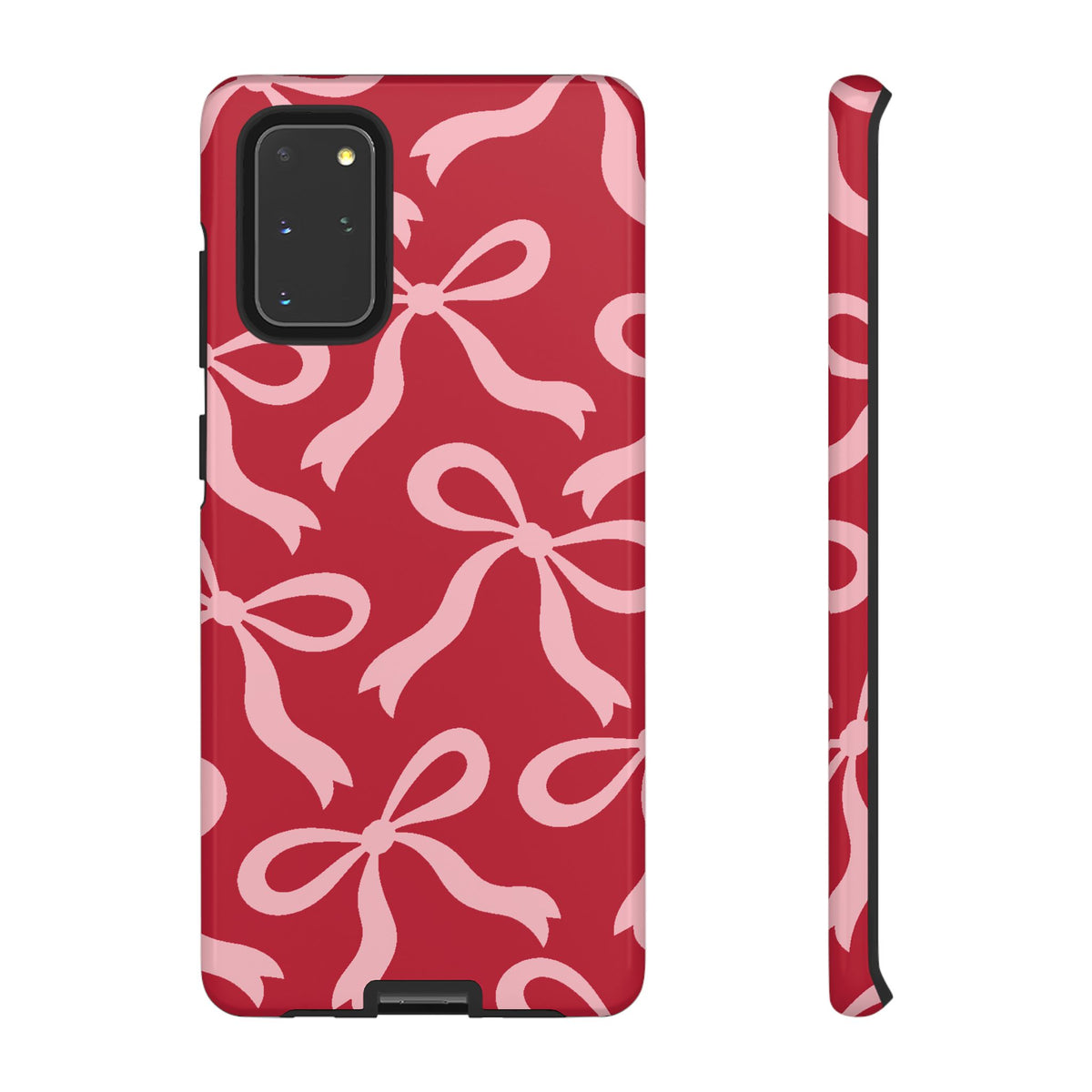 Bold Raspberry Red and Blush Pink Bow Pattern Phone Case - Red Phone Case - Samsung Galaxy S20+ / Glossy