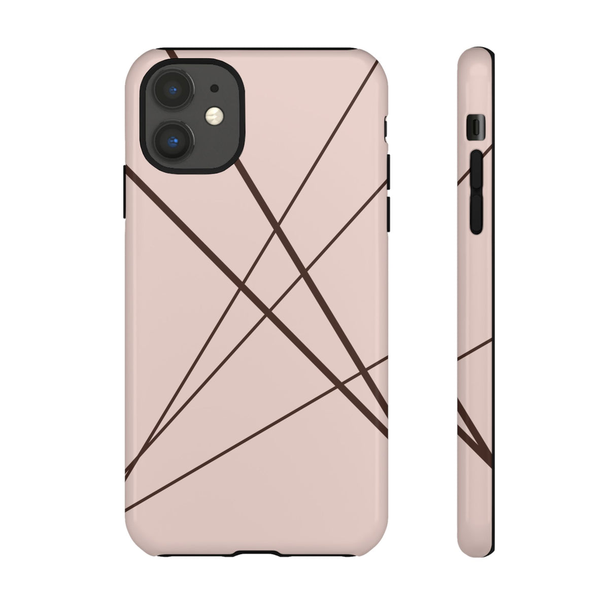 Abstract Pink with Brown Lines Phone Case - Pink Phone Case - iPhone 11 / Glossy