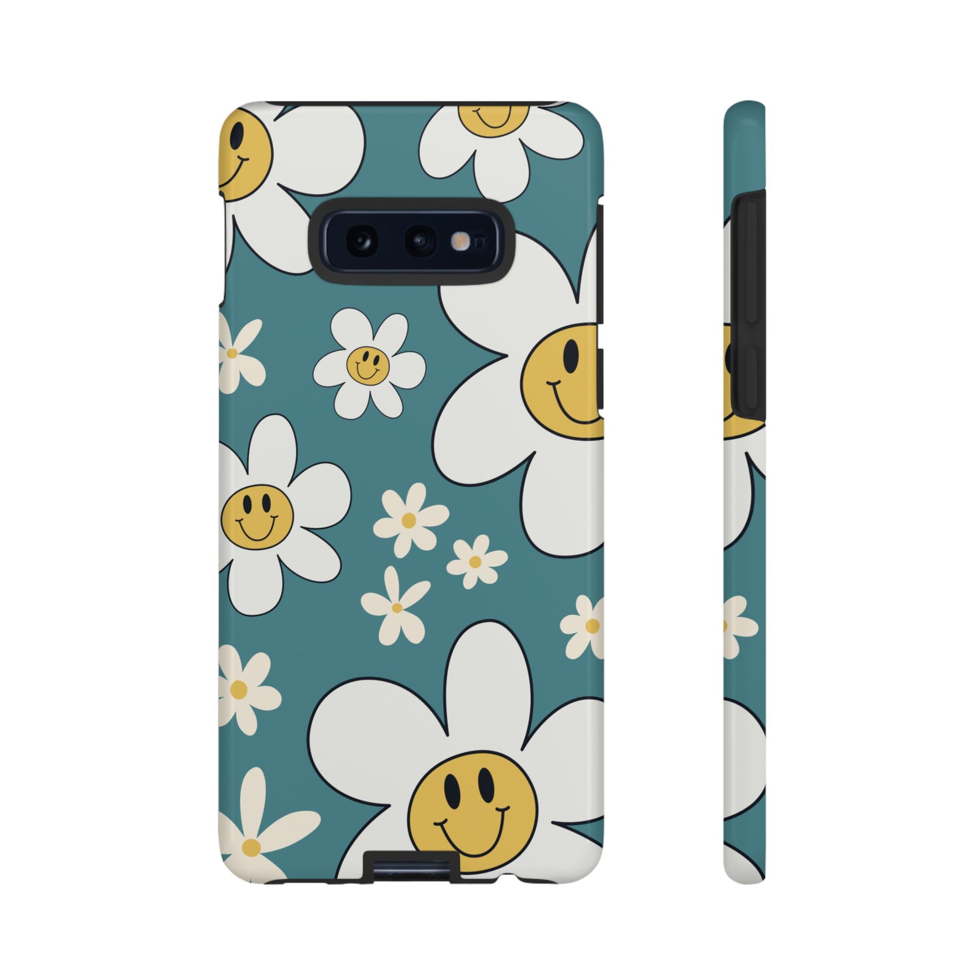 Fun Retro Daisy Pattern with Light Blue Background Phone Case - Blue Phone Case