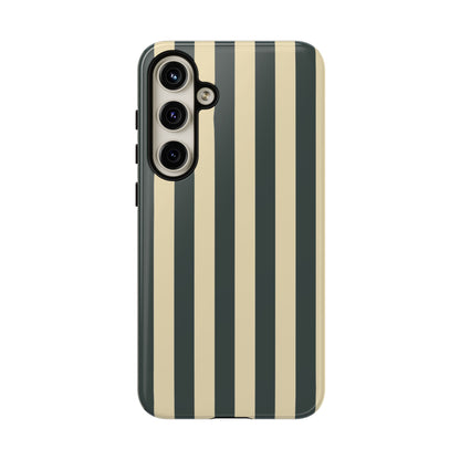 Green & Beige Stripe Pattern Phone Case - Green Phone Case - Samsung Galaxy S24 Plus / Glossy