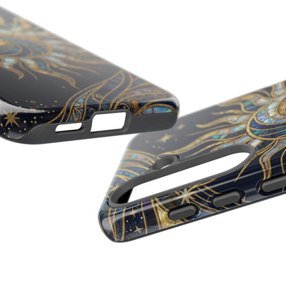 Elegant Navy & Gold Solar Spiral Phone Case