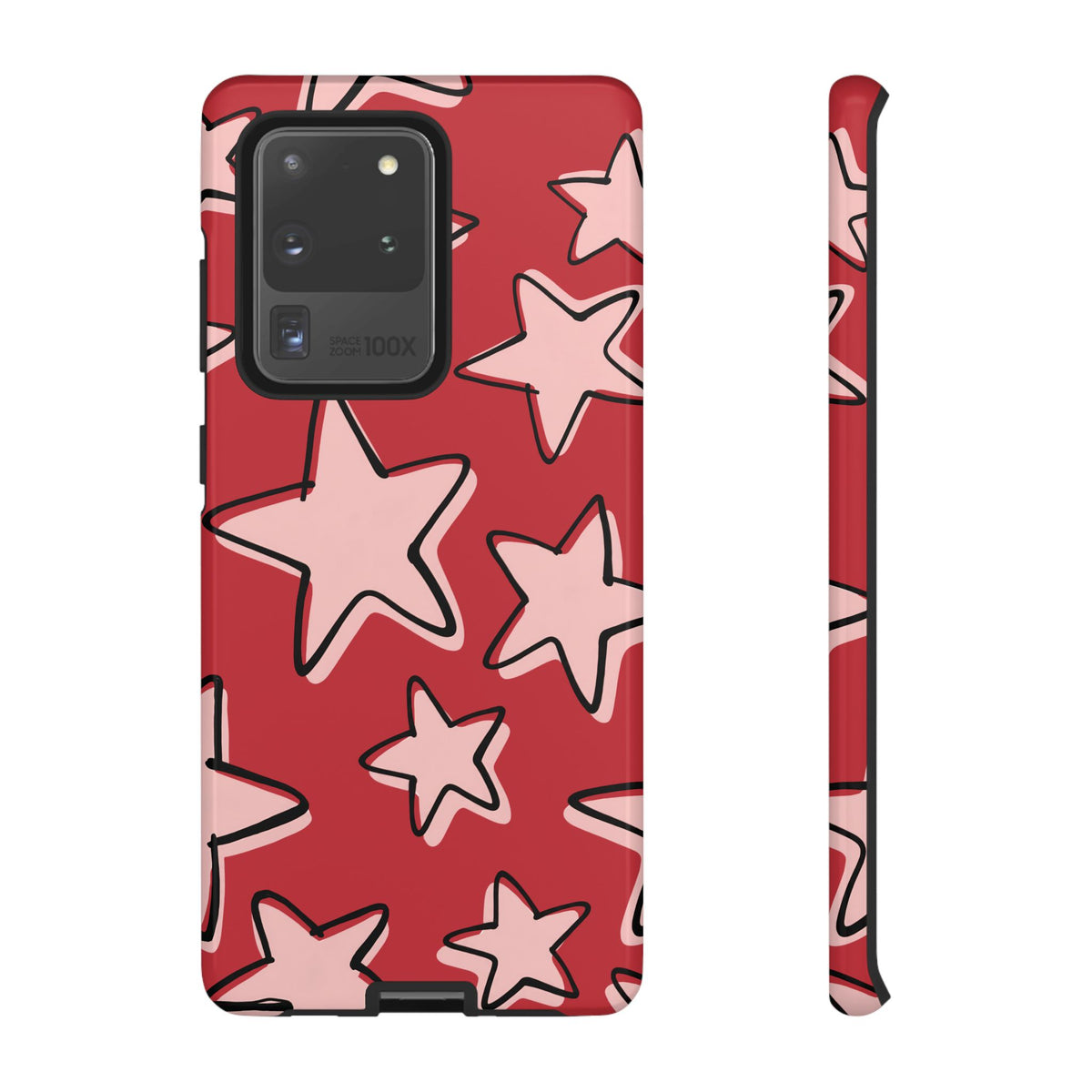 Cherry Red Doodle Star Phone Case