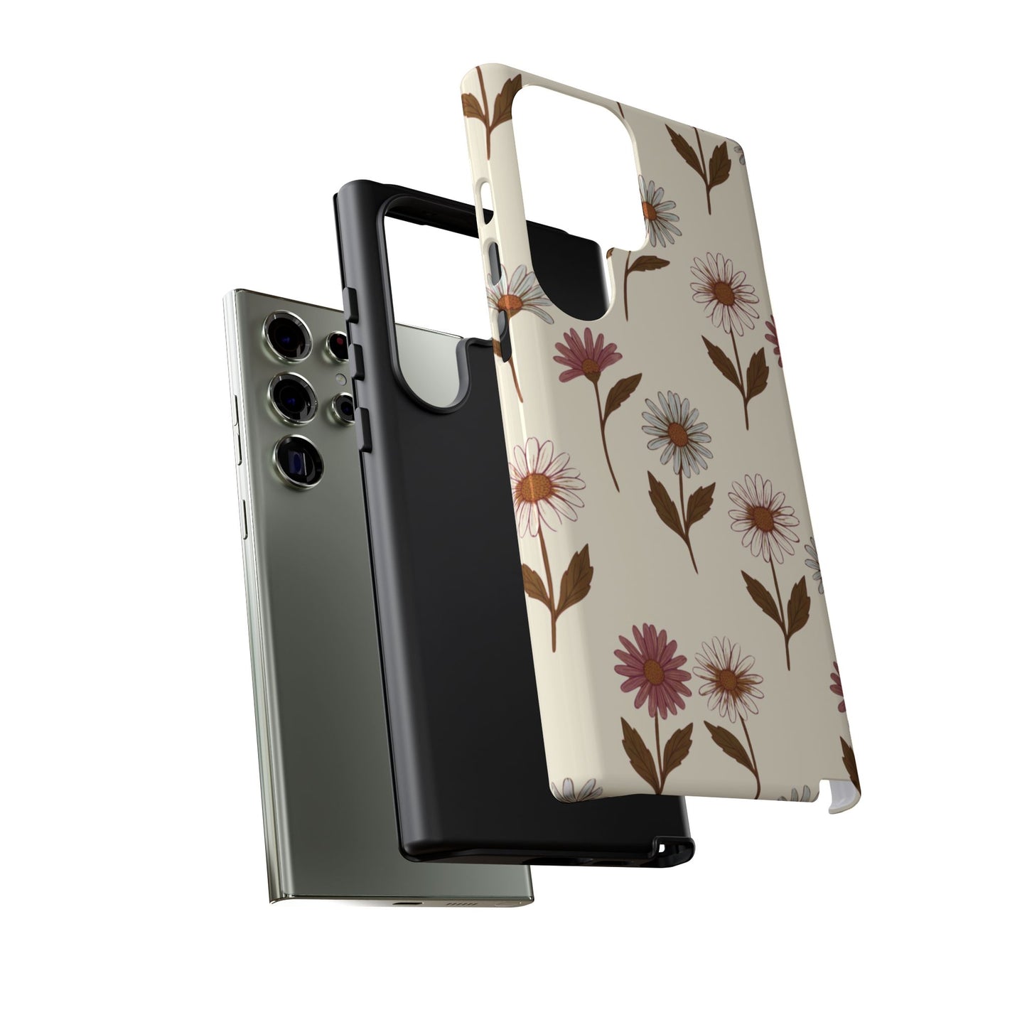 Pretty Cream & Rose Daisy Pattern Phone Case