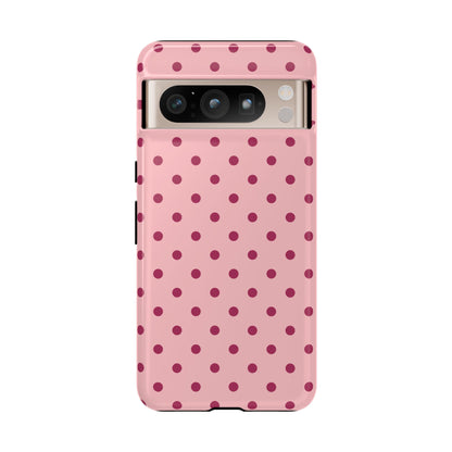 Google Pixel 8 Pro / Glossy Phone Case - ’Pink with Red Dot Pattern’ Phone Case