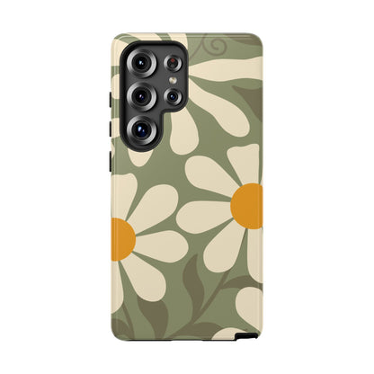 Retro Green Daisy Pattern #2 Phone Case - Green Phone Case - Samsung Galaxy S25 Ultra / Glossy