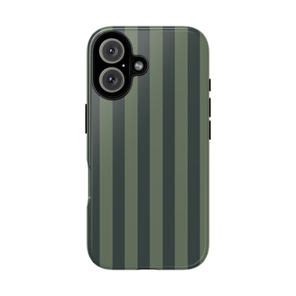iPhone 16 / Glossy Phone Case - ’Dark Green Stripe Pattern’ Phone Case