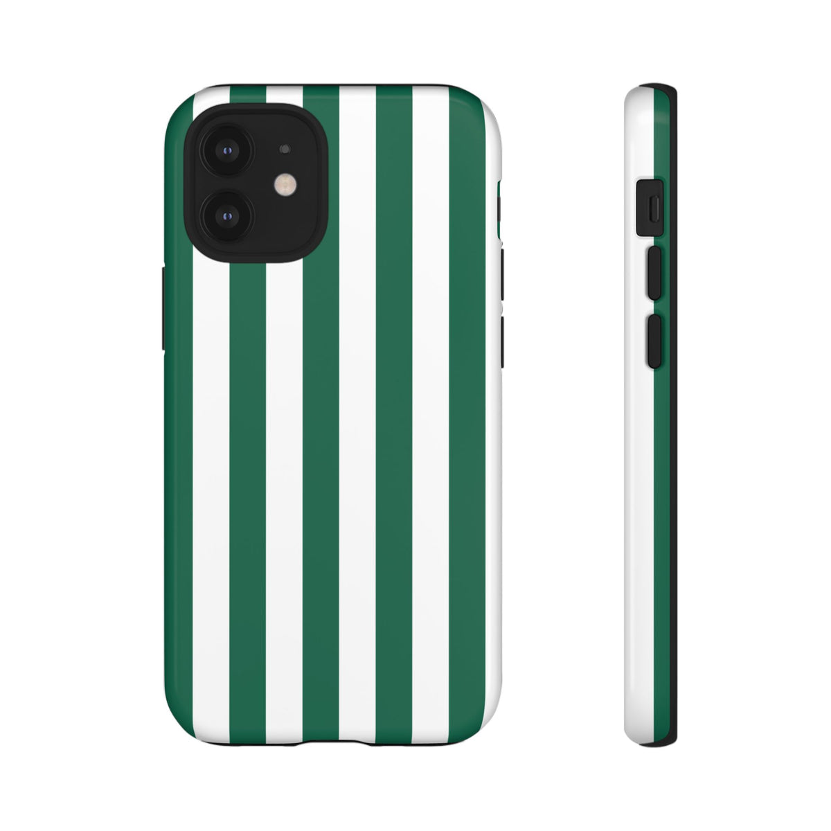 Simple Green & White Stripe Pattern Phone Case - Green Phone Case - iPhone 12 Mini / Glossy