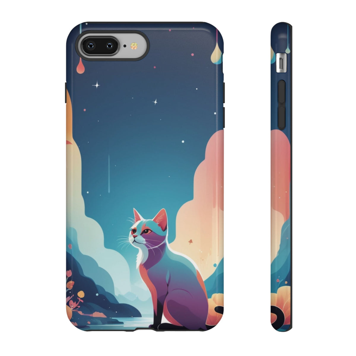 Stylised Cat Design Phone Case - Multicolor Phone Case - iPhone 8 Plus / Glossy