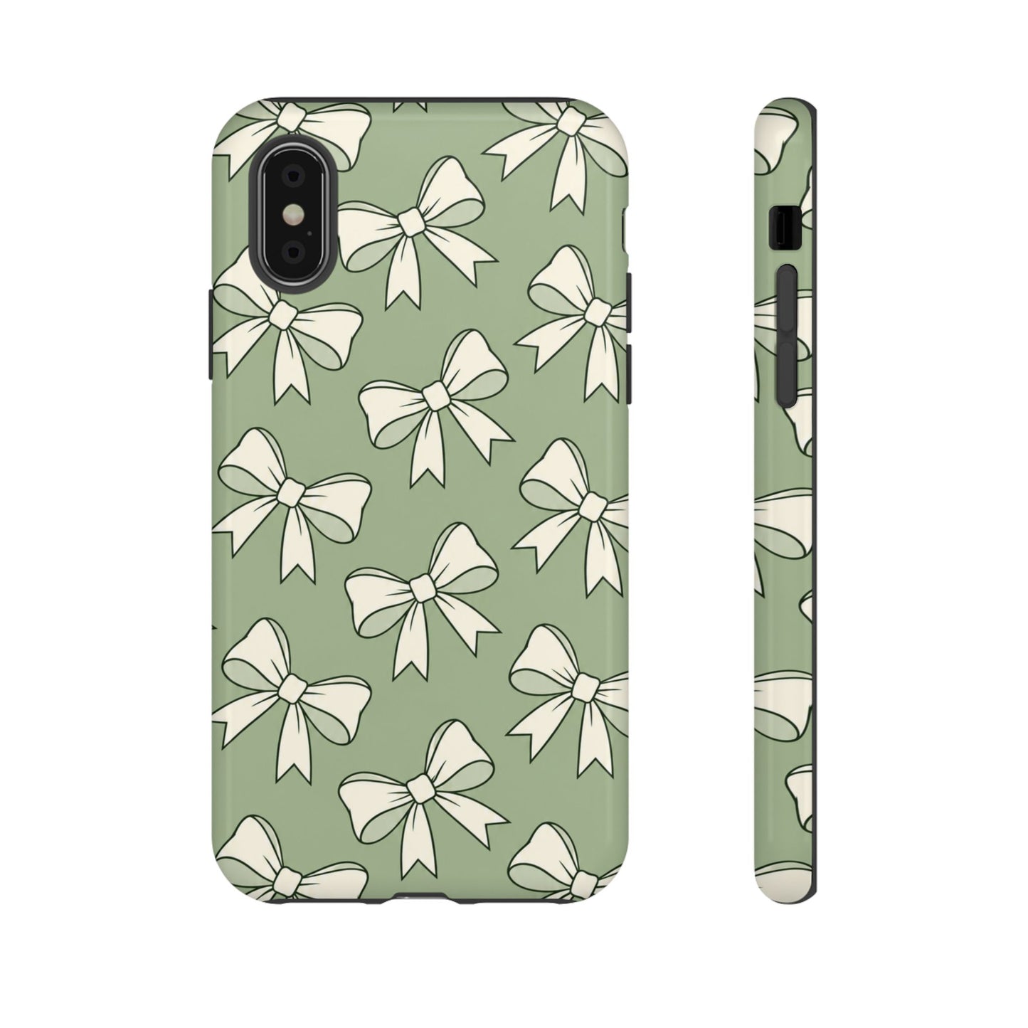 Chic Sage Green Bow Pattern Phone Case