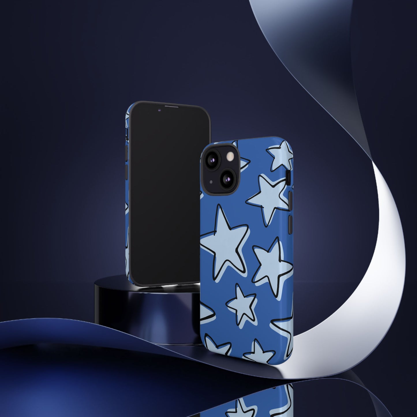 Cobalt Blue Doodle Star Phone Case