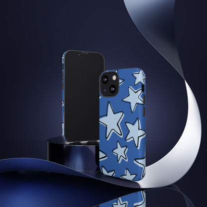 Cobalt Blue Doodle Star Phone Case