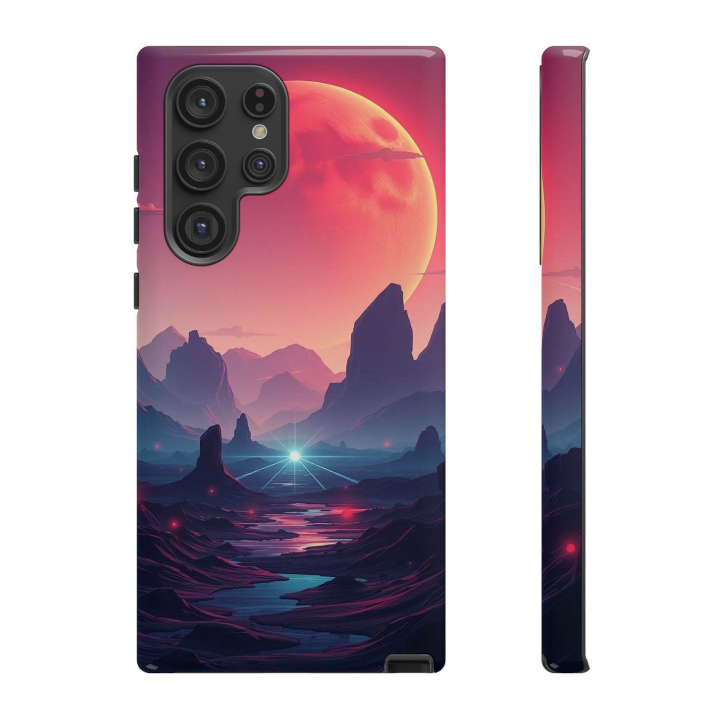 Samsung Galaxy S22 Ultra / Glossy Phone Case - Alien Moon Landscape Design Phone Case