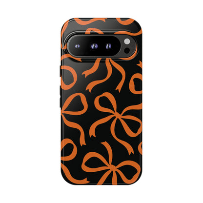 Bold Black and Burnt Orange Bow Pattern Phone Case