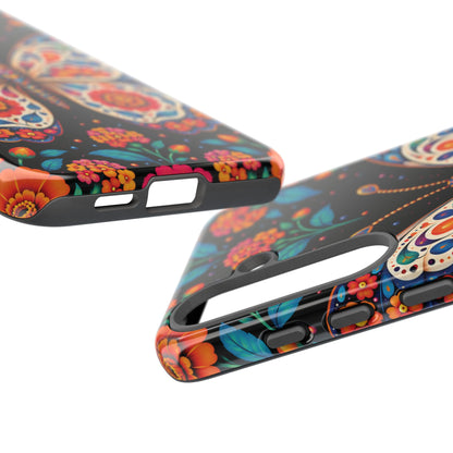 Vibrant Orange and Turquoise Calavera Butterfly Phone Case - Multicolor Phone Case