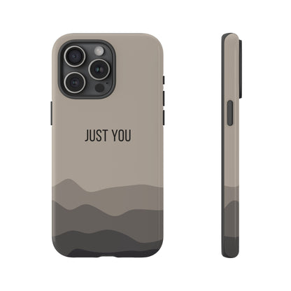 iPhone 15 Pro Max / Glossy Phone Case - Minimalist Beige Waves ’Just You’ Statement Phone Case
