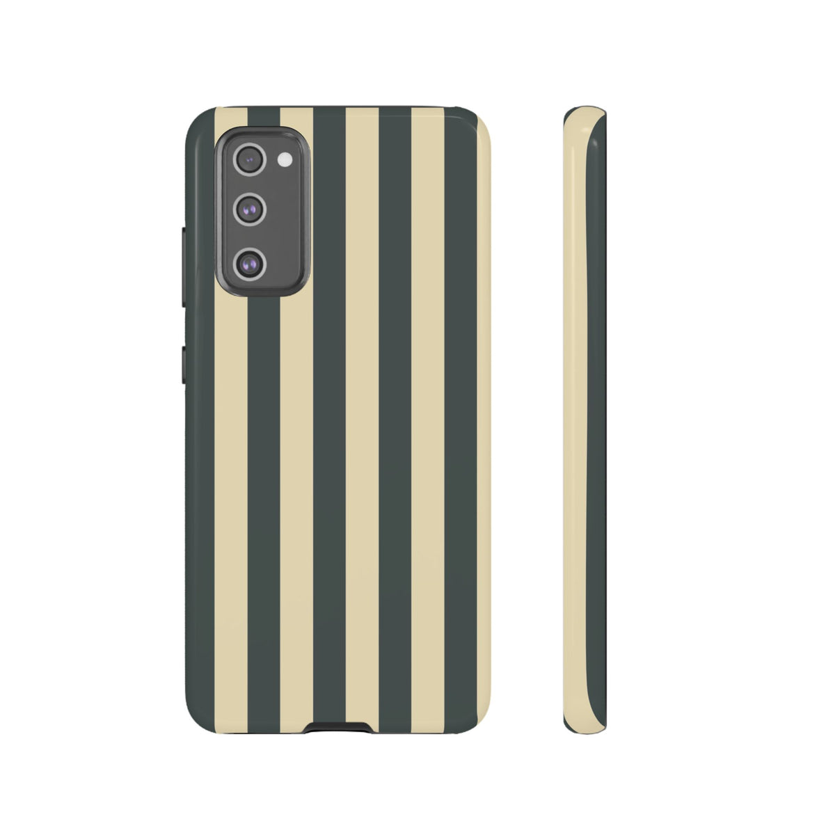 Green & Beige Stripe Pattern Phone Case - Green Phone Case - Samsung Galaxy S20 FE / Glossy