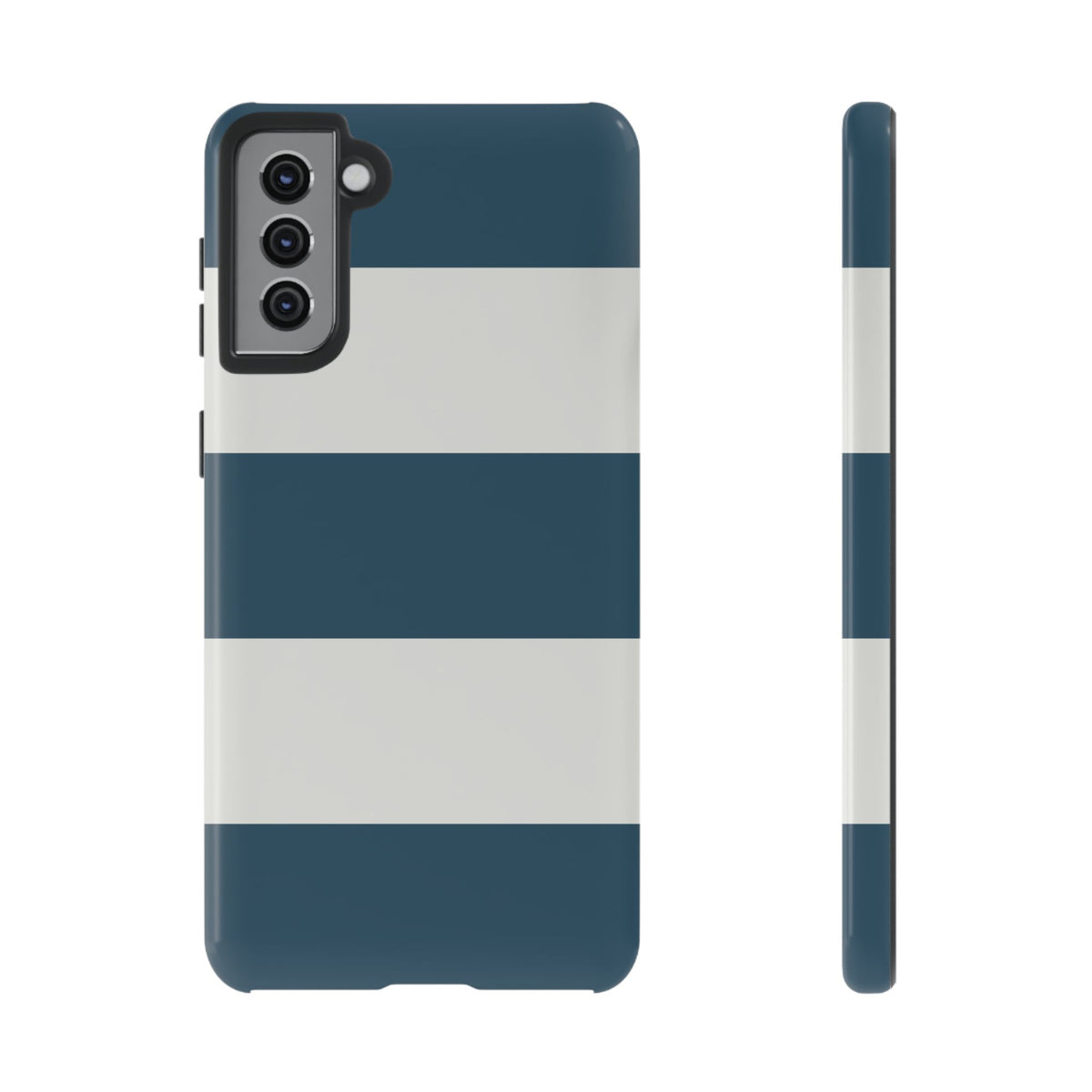 Blue & White Horizontal Stripe Pattern Phone Case - Blue Phone Case - Samsung Galaxy S21 Plus / Glossy
