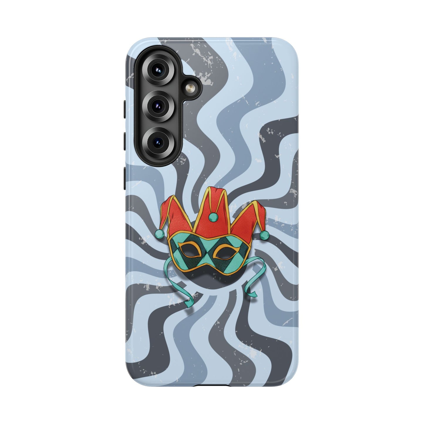 Samsung Galaxy S25 Plus / Glossy Phone Case - Venetian Jester Mask – Blue Retro Soft Revival Phone Case