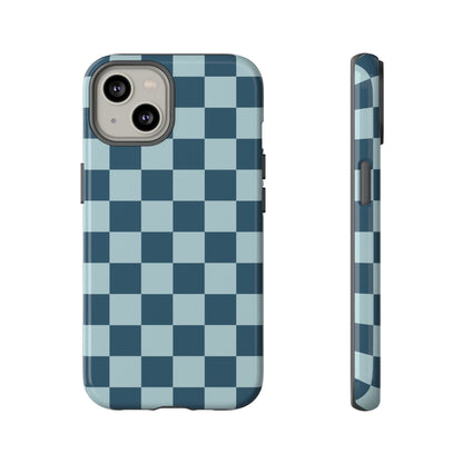 iPhone 14 / Glossy Phone Case - ’Blue Checkered Pattern’ Phone Case