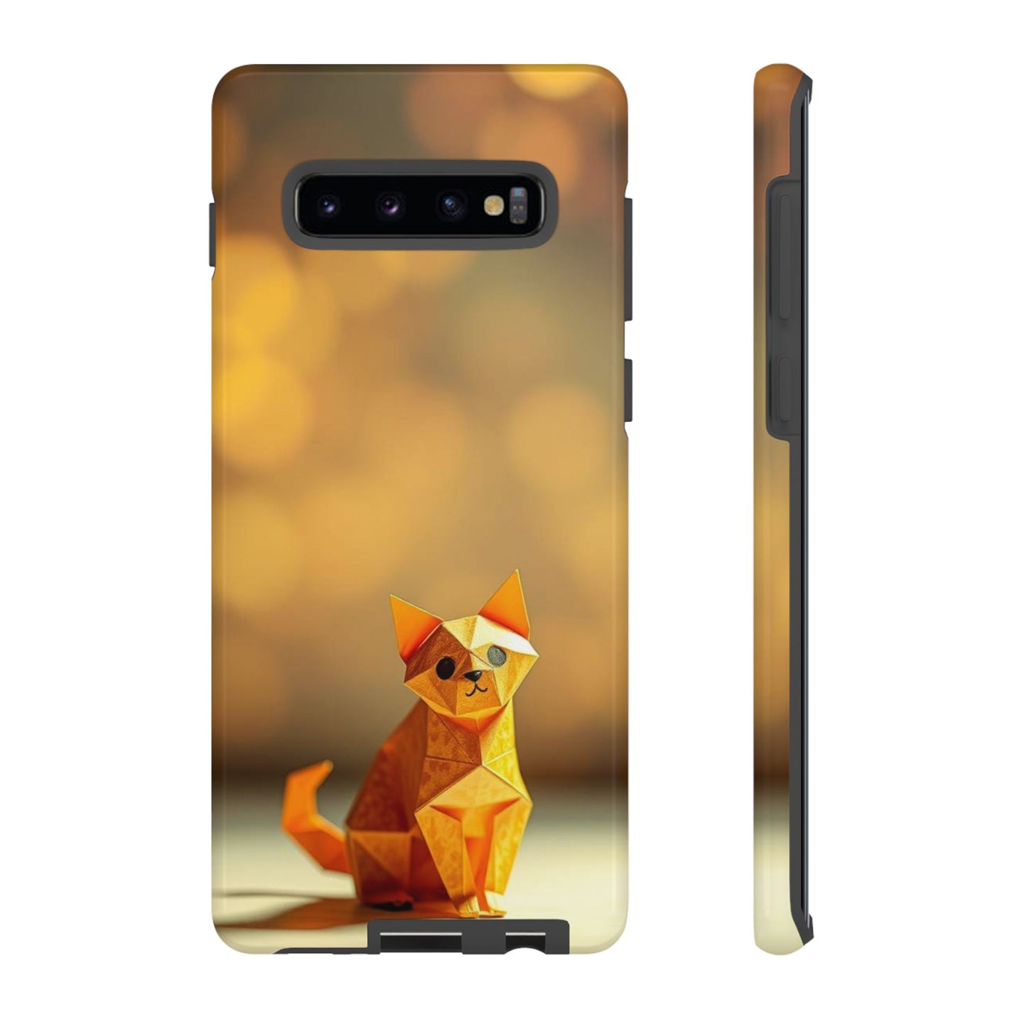 Samsung Galaxy S10 Plus / Glossy Phone Case - Origami Cat Design Phone Case