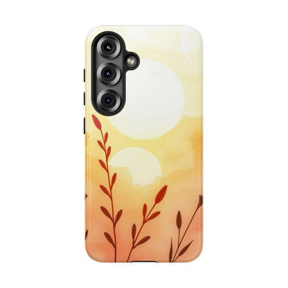 Samsung Galaxy S25 / Glossy Phone Case - Watercolour Wildflower & Sun Design Phone Case