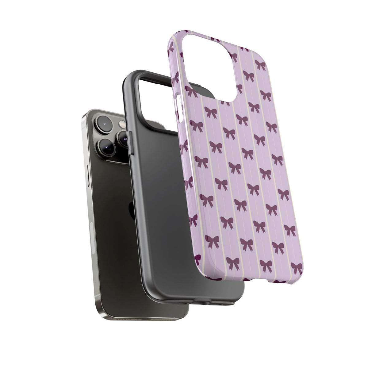 Retro Plum Purple Bow Pattern Phone Case