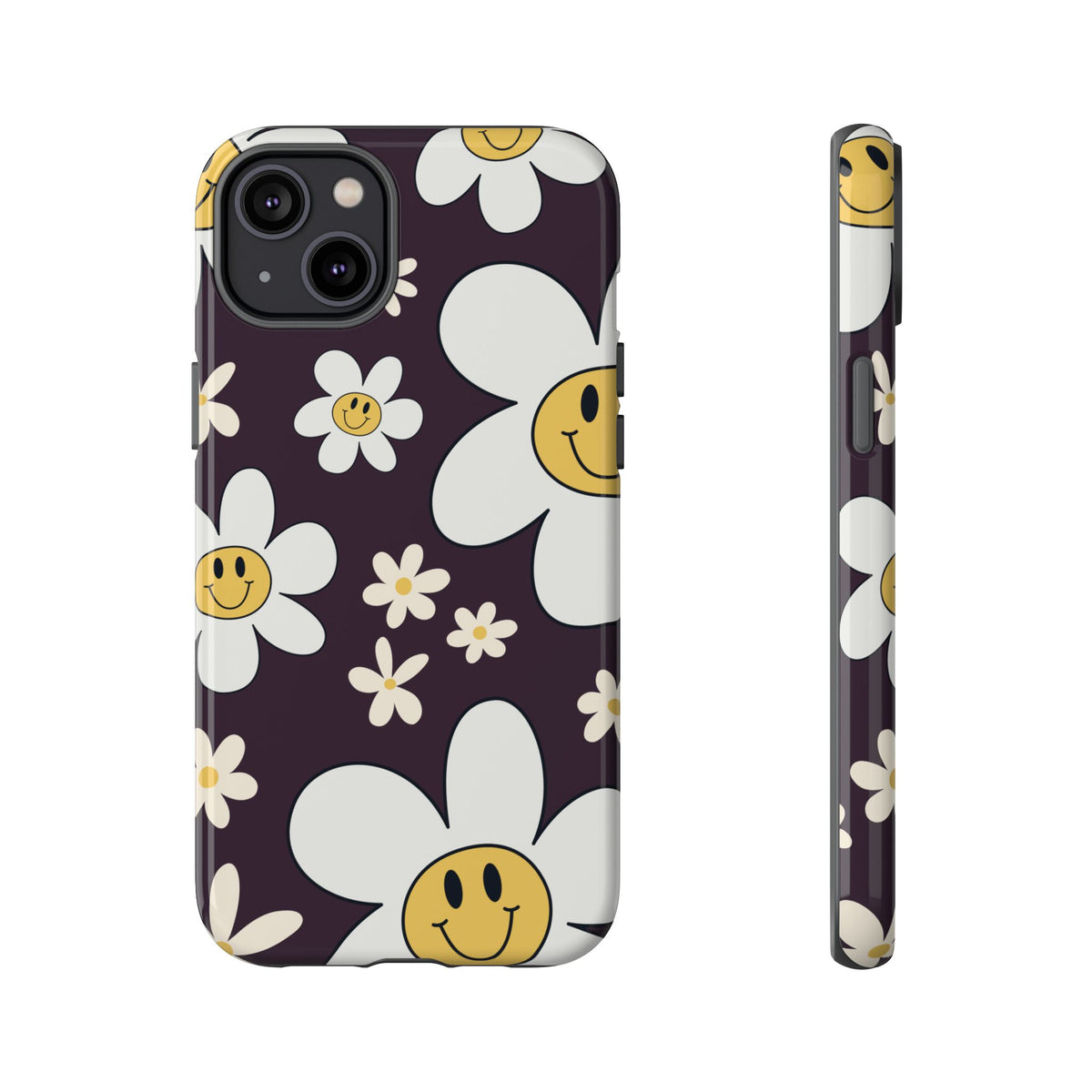 Fun Retro Daisy Pattern with Purple Background Phone Case - Purple Phone Case - iPhone 14 Plus / Glossy