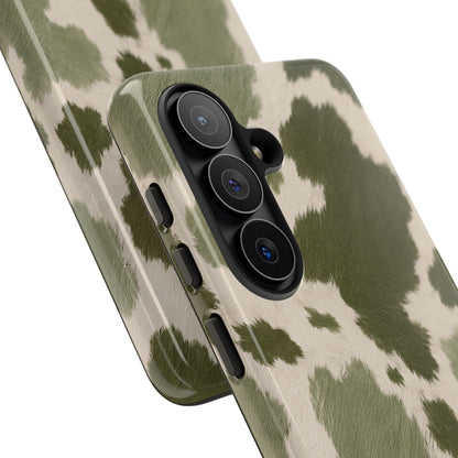 Stylish Olive Green Cow Print Phone Case