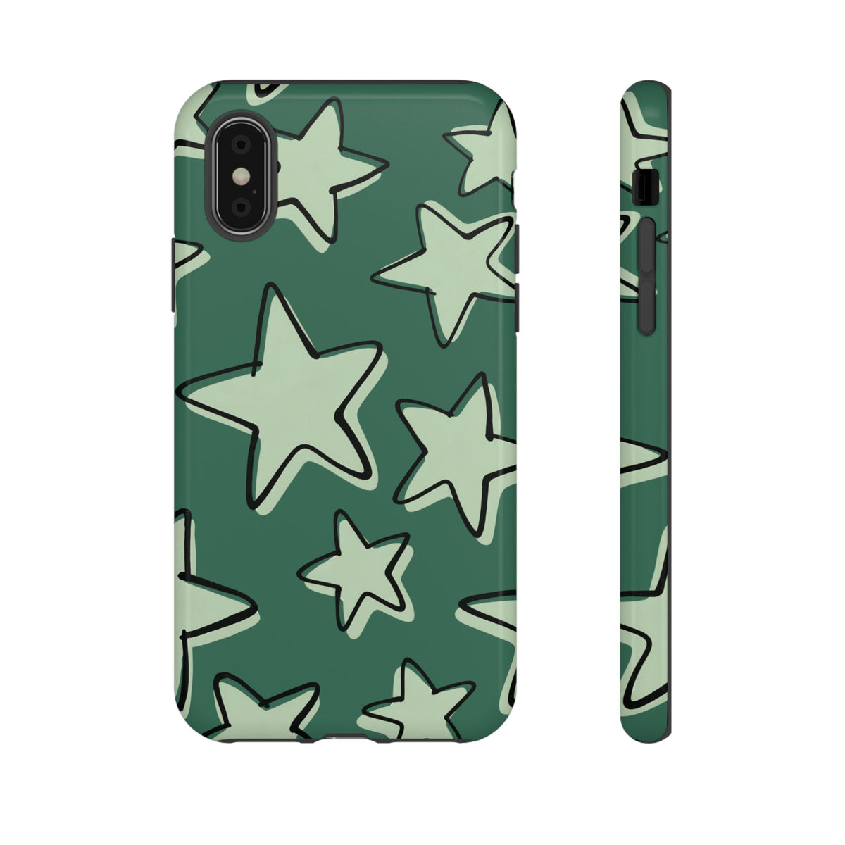 Forest Green Doodle Star Phone Case
