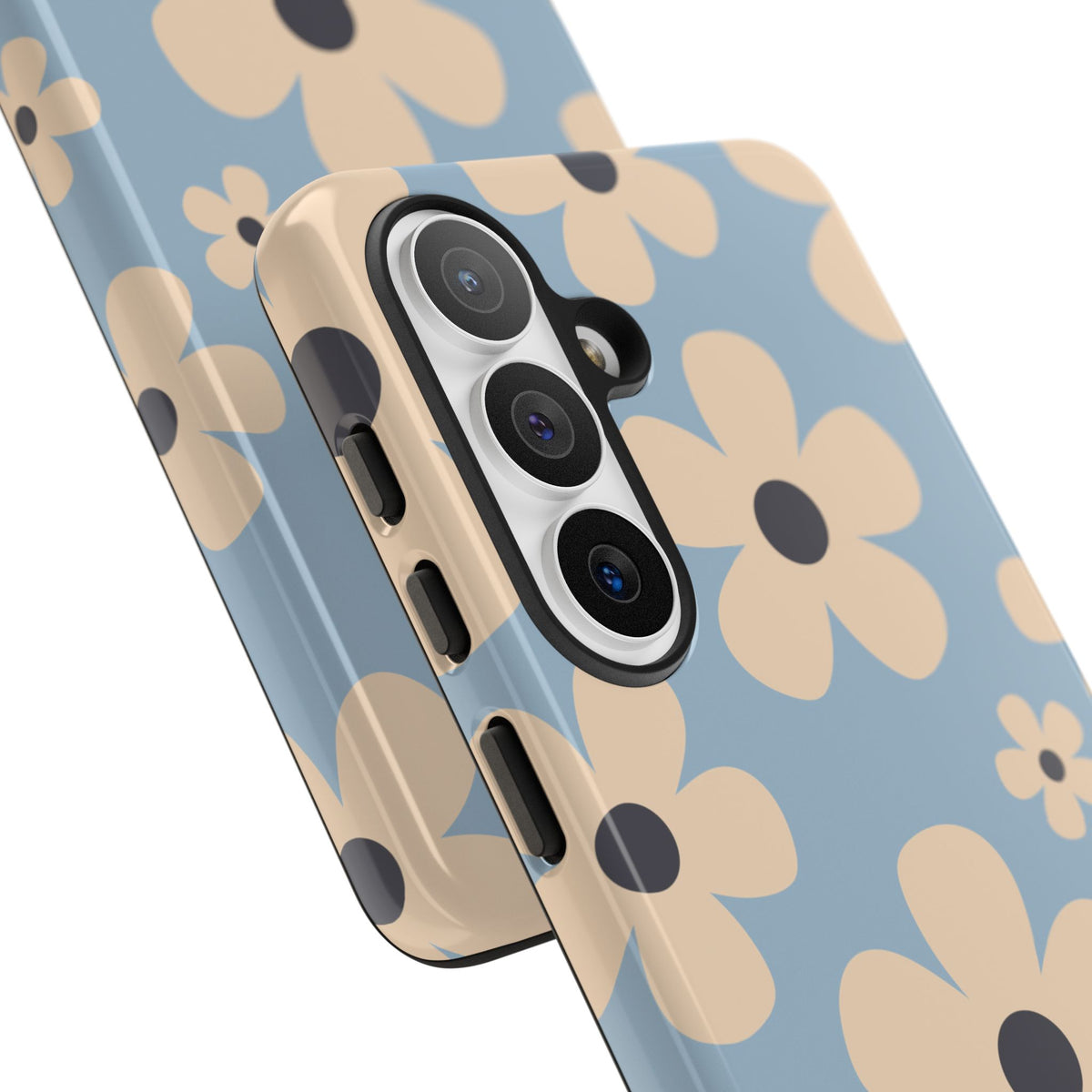 Cute Light Blue & Cream Daisy Pattern Phone Case - Blue Phone Case