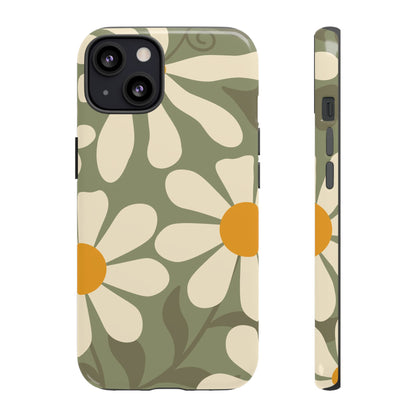 Retro Green Daisy Pattern #2 Phone Case - Green Phone Case - iPhone 13 / Glossy