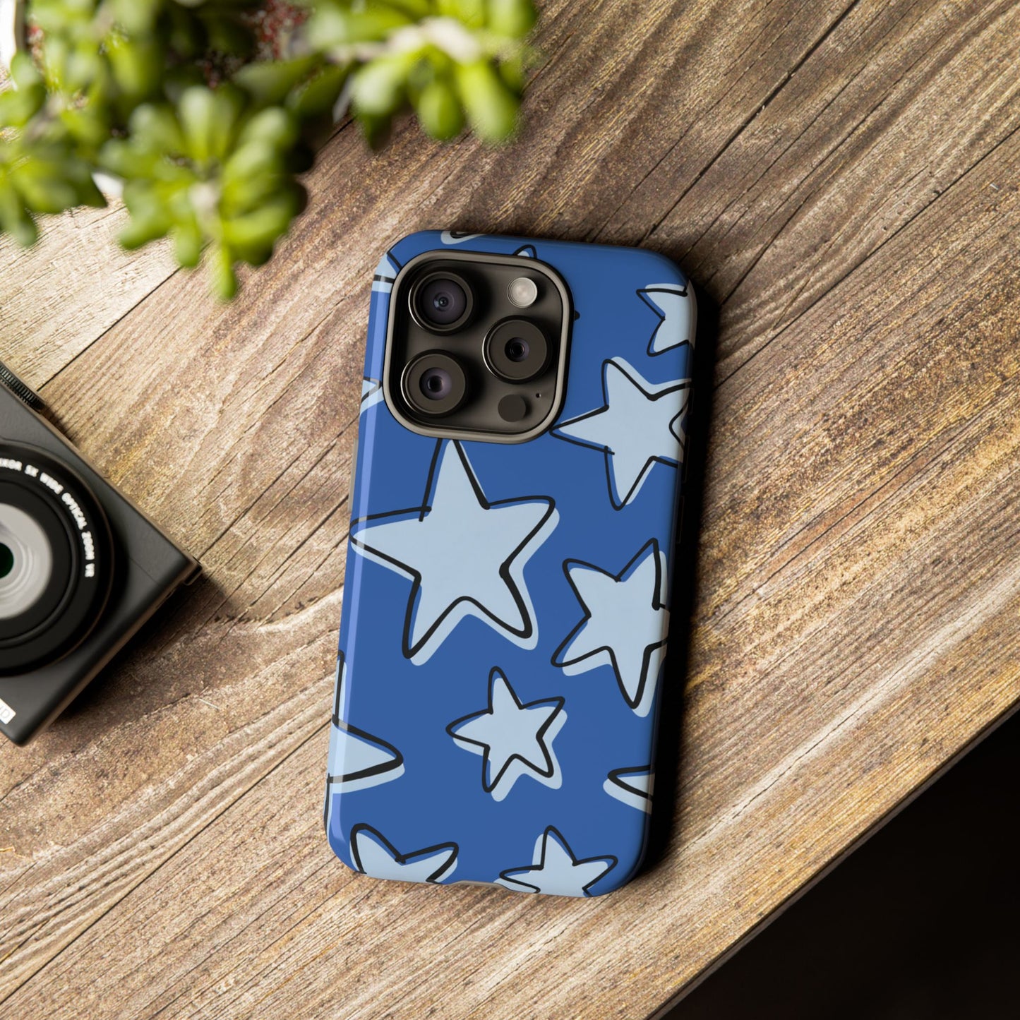 Cobalt Blue Doodle Star Phone Case