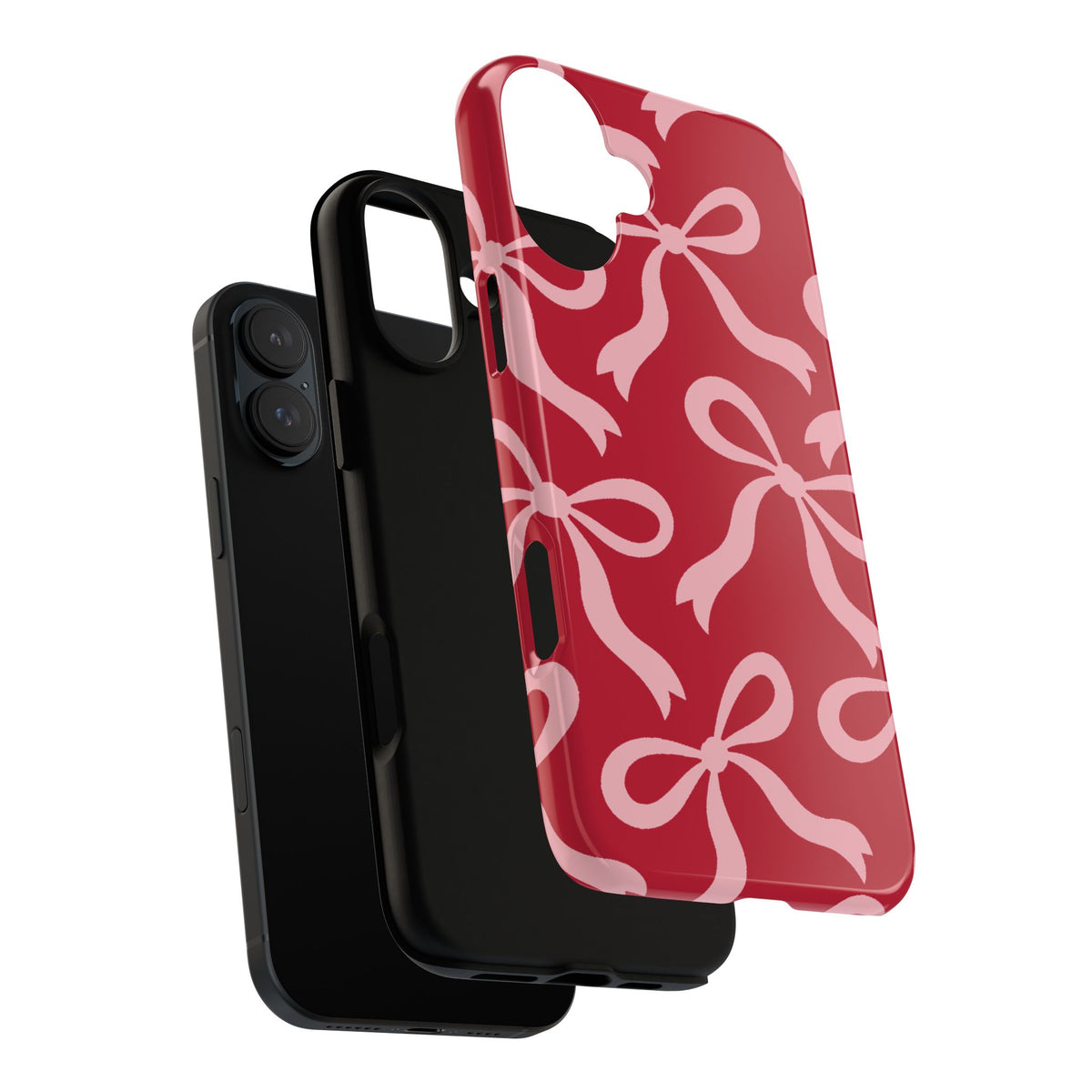 Bold Raspberry Red and Blush Pink Bow Pattern Phone Case - Red Phone Case