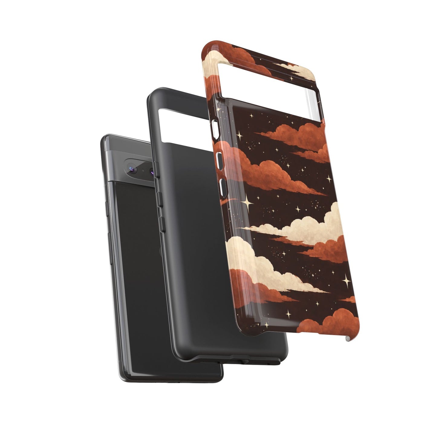 Illustrated Burnt Orange Clouds & Stars Phone Case