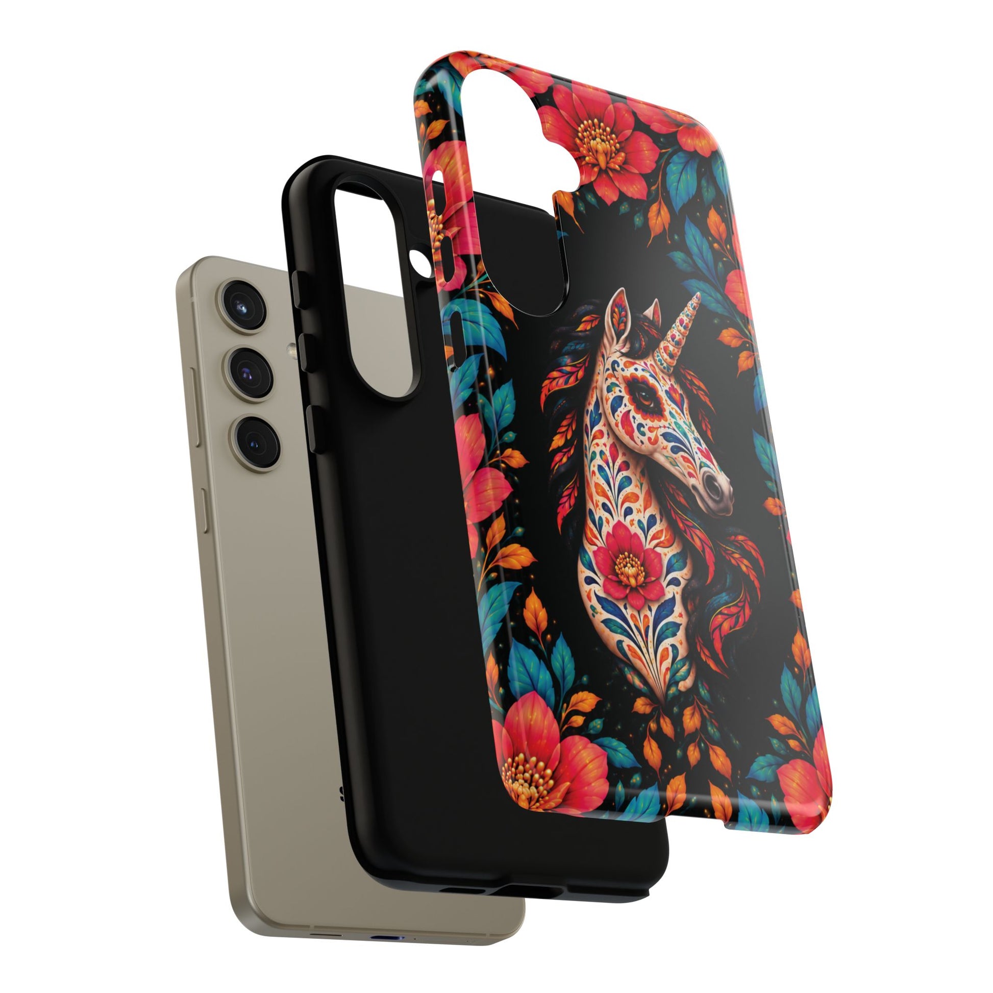 Elegant Pink and Turquoise Calavera Unicorn Phone Case - Phone Case