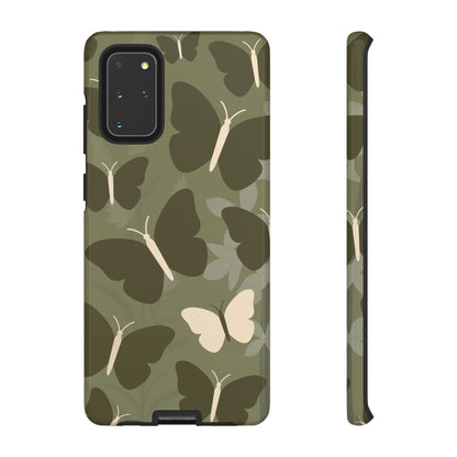 Samsung Galaxy S20+ / Glossy Phone Case - Minimalist Olive Green Butterfly Pattern Phone Case