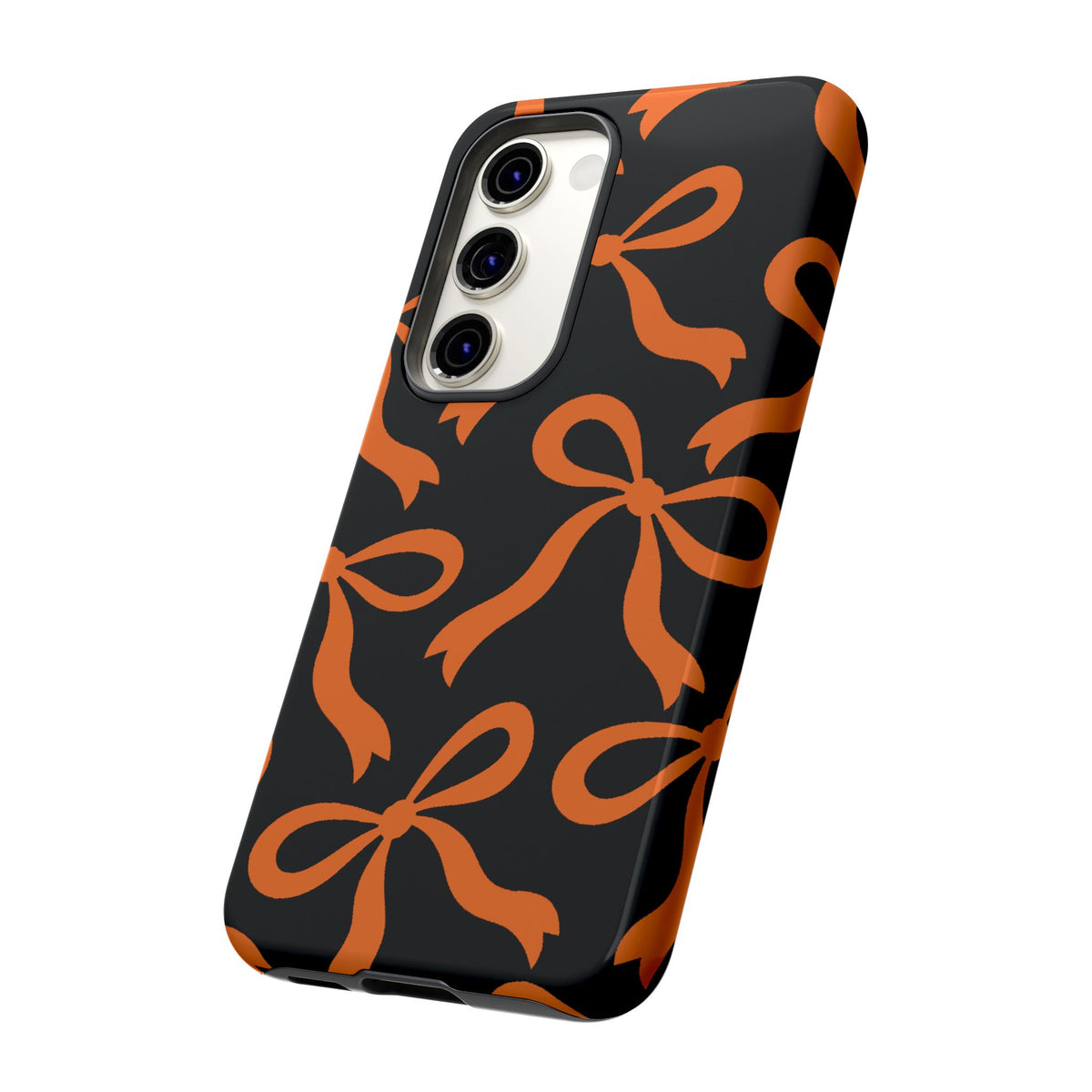 Bold Black and Burnt Orange Bow Pattern Phone Case - Black Phone Case