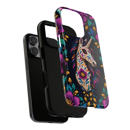 Elegant Purple and Teal Calavera Unicorn Phone Case - Phone Case