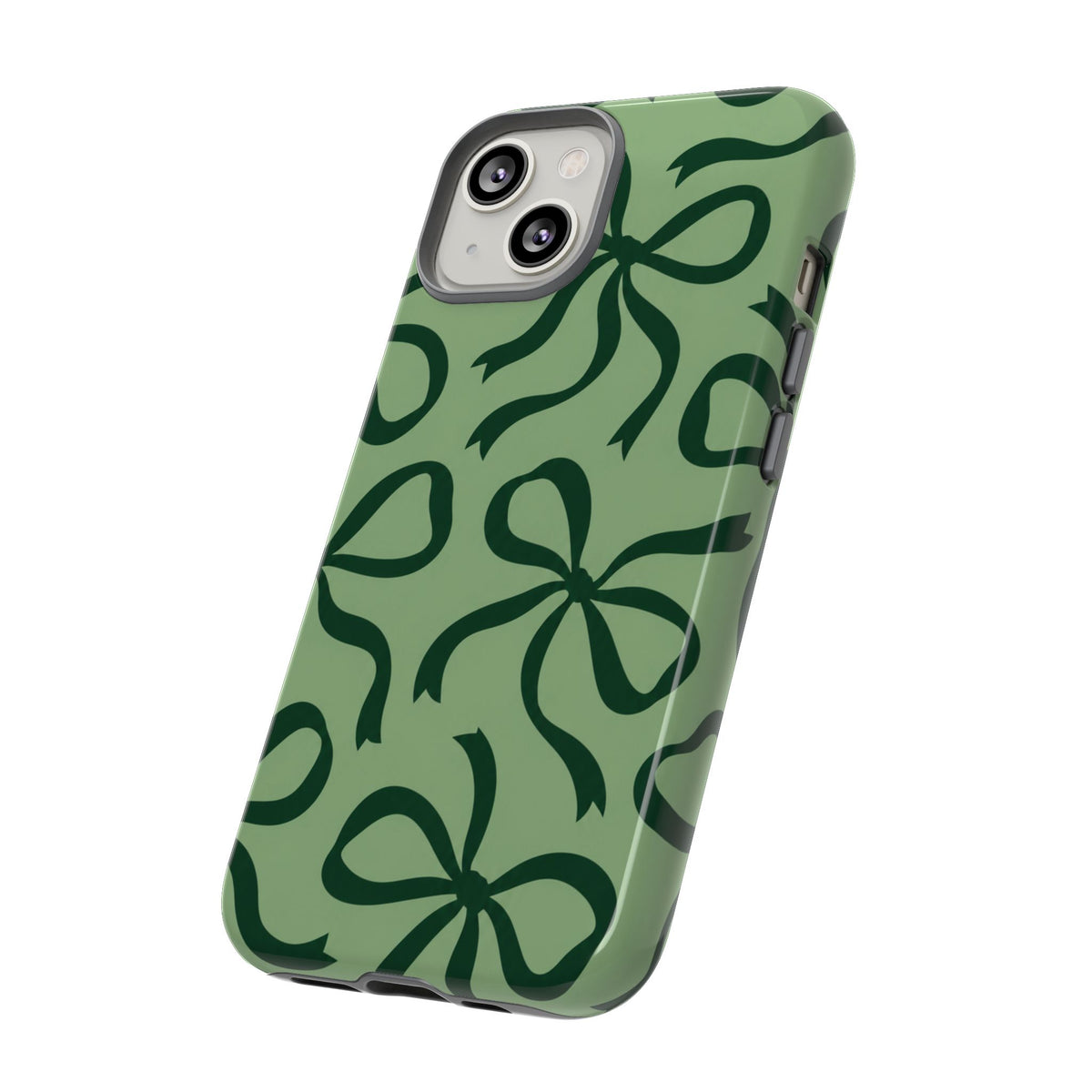 Bold Sage Green and Forest Green Bow Pattern Phone Case