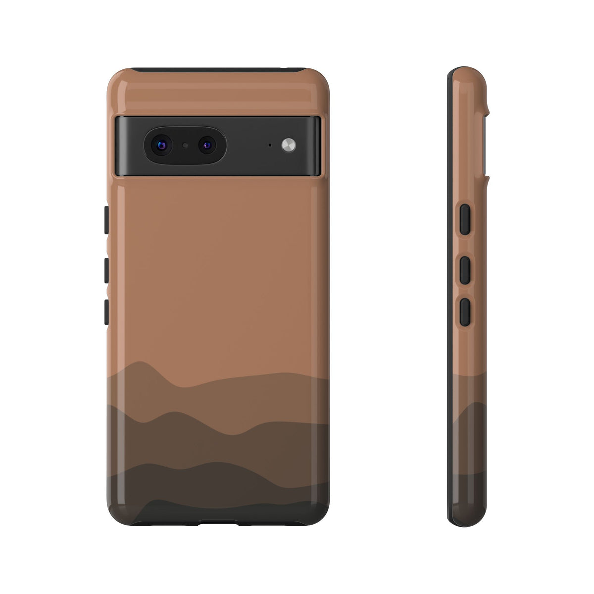 Brown Abstract Waves Protective Phone Case - Brown Phone Case - Google Pixel 7 / Glossy