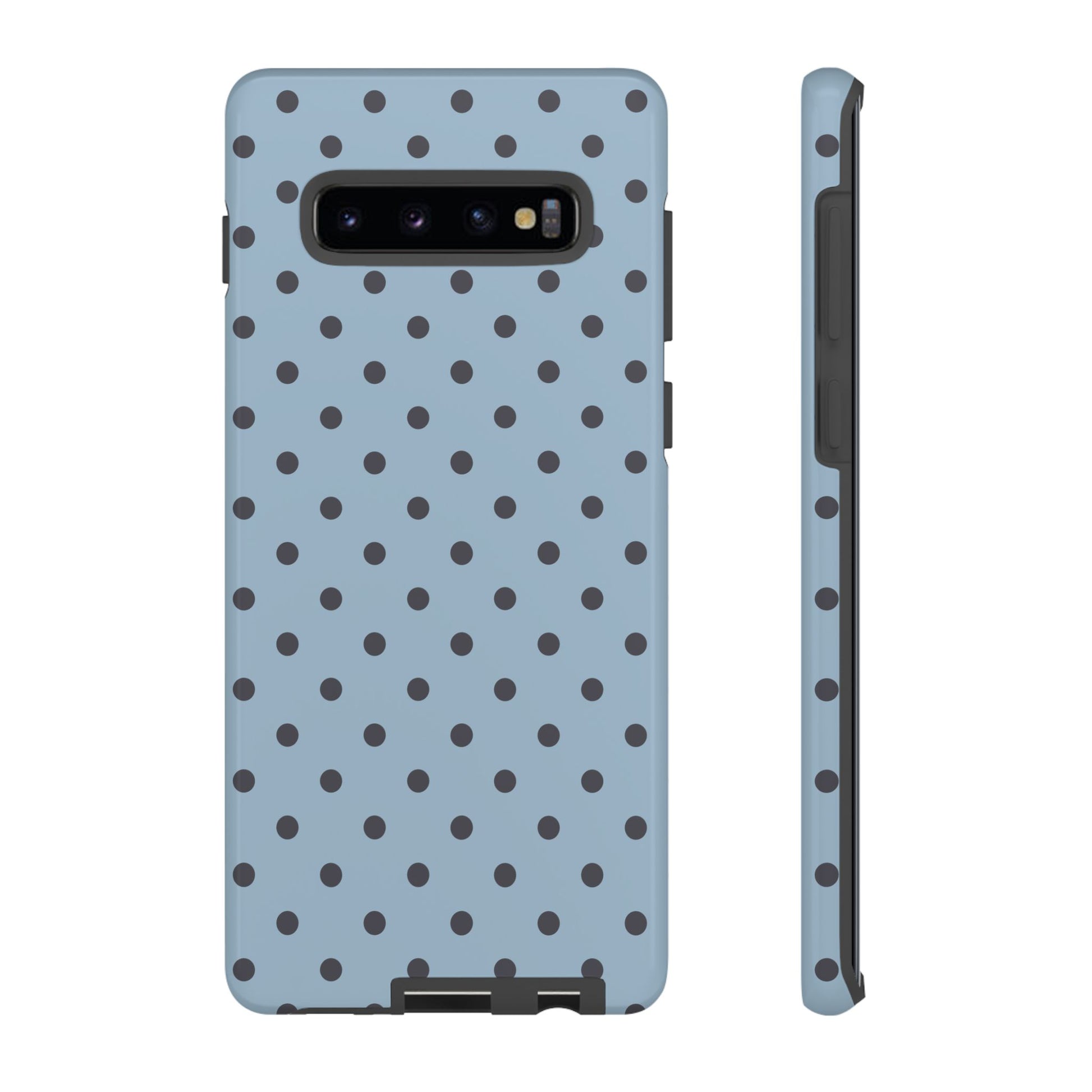 Samsung Galaxy S10 Plus / Glossy Phone Case - Light Blue with Dark Blue Dot Pattern Phone Case