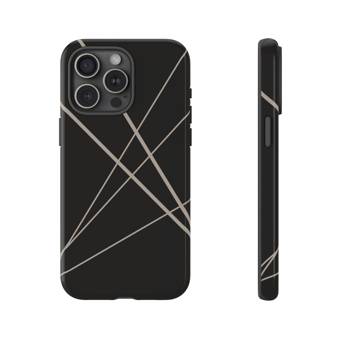 iPhone 15 Pro Max / Glossy Phone Case - Abstract Black with Grey Lines Phone Case