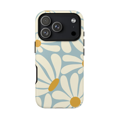 Retro Light Blue Daisy Pattern Phone Case - Blue Phone Case - iPhone 18 Pro / Glossy