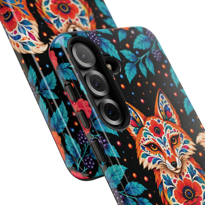 Vibrant Orange and Turquoise Calavera Fox Phone Case - Multicolor Phone Case